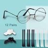 Eyeglass End Tips, 12 Pairs Silicone Anti-Slip Ear Sock Pieces Tube Sleeve Eyewear Soft Replacement Tips ONLY for Thin Slim Wire Eyeglass Sunglasses Legs Black White view 3