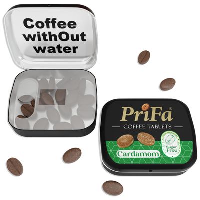 PriFa Coffee Tablets, Cardamom Pocket Coffee - Unsweetened Real Coffee Absorbable Lozenge Coffee Candy - Natural Sugar Free Instant Energy Pouches, Caffeine Mints for Keto (Cardamom, 1 Pack, 25 Tablets)