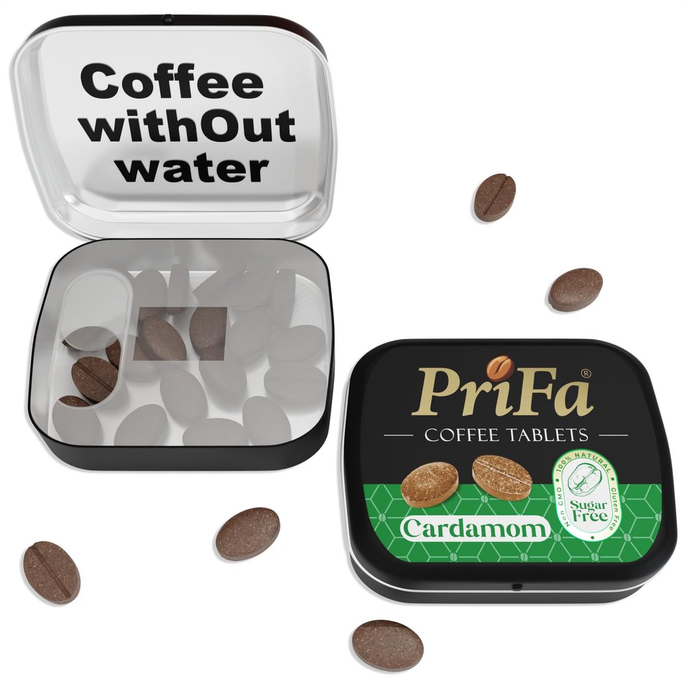 PriFa Coffee Tablets, Cardamom Pocket Coffee - Unsweetened Real Coffee Absorbable Lozenge Coffee Candy - Natural Sugar Free Instant Energy Pouches, Caffeine Mints for Keto (Cardamom, 1 Pack, 25 Tablets)