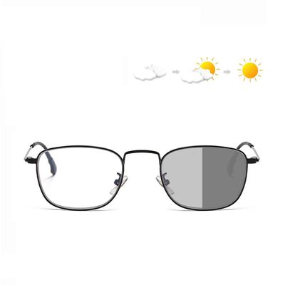 LKP Photochromic Women Reading Glasses Multifocal Readers Sunglasses Blue Light Blocking Anti Eyestrain Metal Square 1.0(+2.50)