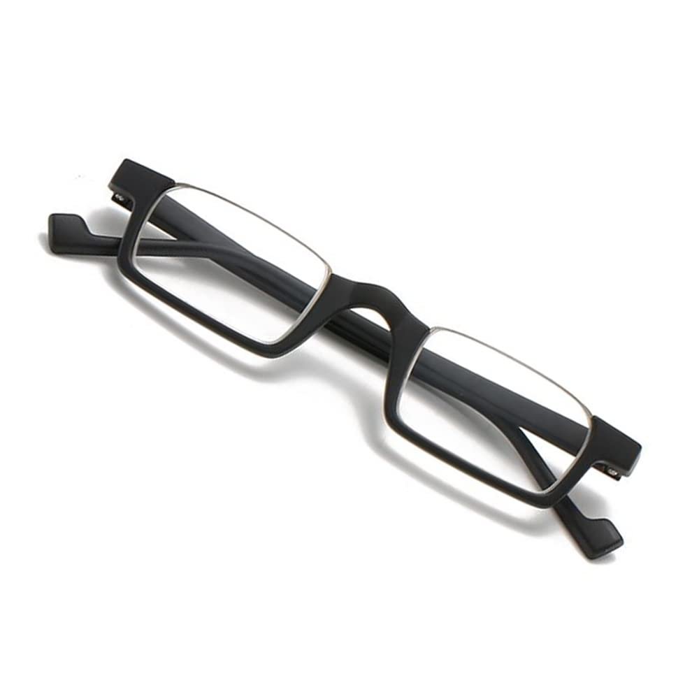 LKP 2 Pack Half Moon Reading Glasses Lightweight Fashion Eyeglasses Spring Hinges HD Computer Presbyopia Men Women - Red(Black,+1.00)