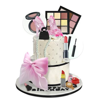 15PCS Makeup Cake Toppers Cosmetics Theme Decorations Lipstick Eye Shadow Blush for Girls Women Bridal Shower Birthday Partys