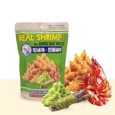 Real Crispy Shrimp Head Cheek Wasabi Flavor by JUNG SAE WOO Real Shrimp Chips, Great for Beer Snack (60g 2.11 oz)