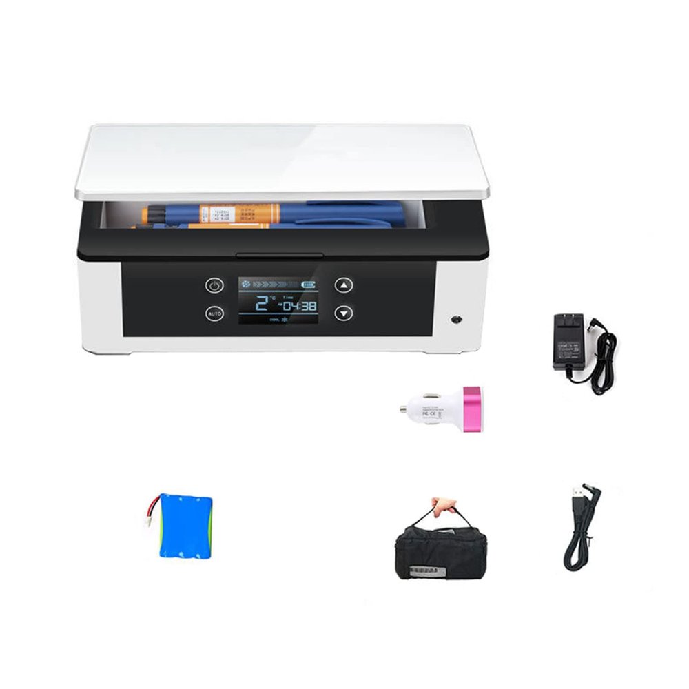 Niczu Mini Insulin Cooler Medicine Fridge for Car, Travel, Home - Portable Car Refrigeration Case, Small Travel Refrigerator Box for Medication,White