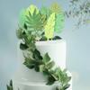 16Pcs Glitter Tropical Leaves Cake Toppers Tropical Wedding Cake Toppers Greenery Cake Topper Palm Leaf Cake Topper for Jungle Theme Birthday Party Decor Safari Baby Shower Decor view 2