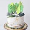16Pcs Glitter Tropical Leaves Cake Toppers Tropical Wedding Cake Toppers Greenery Cake Topper Palm Leaf Cake Topper for Jungle Theme Birthday Party Decor Safari Baby Shower Decor view 3