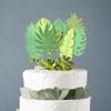 16Pcs Glitter Tropical Leaves Cake Toppers Tropical Wedding Cake Toppers Greenery Cake Topper Palm Leaf Cake Topper for Jungle Theme Birthday Party Decor Safari Baby Shower Decor view 4
