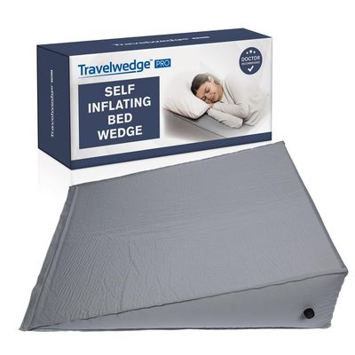 Self-Inflating Bed Wedge Pillow | Lightweight for Travel | Wedge Pillow for Sleeping and Acid Reflux, Heartburn, and GERD Pillow (30 Inch - Checked Bag Version)