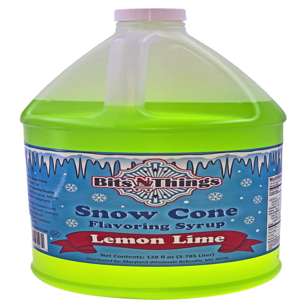 Bits N Things Lemon Lime Snow Cone Flavoring Syrup | Slushy & Granita | Kosher | Made In America | 1 Gallon