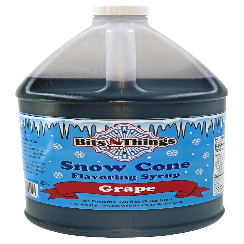 Bits N Things Grape Snow Cone Flavoring Syrup | Slushy & Granita | Kosher | Made In America | 1 Gallon