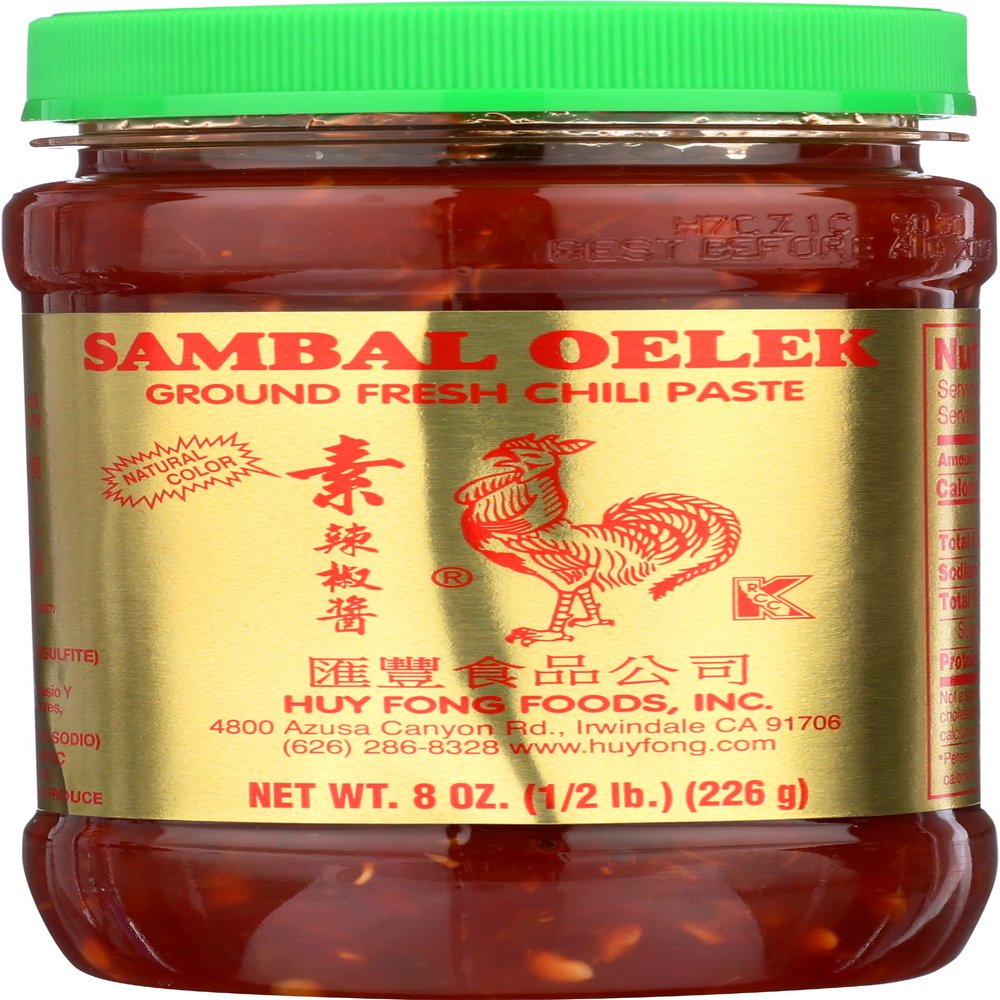 Huy Fong Sambal Oelek Ground Fresh Chili Paste, Natural Color, 8 Ounce Jar (Pack of 24)