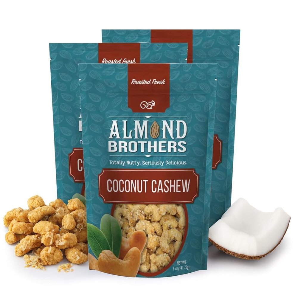 Almond Brothers Coconut Cashews - Pack of 3, 5 oz