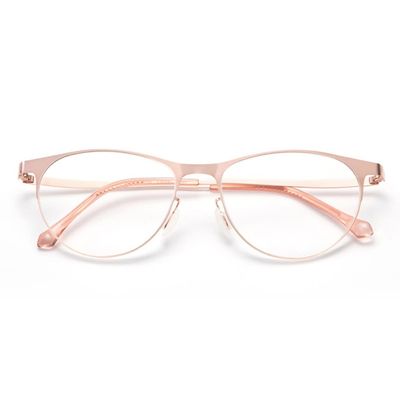 LKP Women Readers Glasses, Reading Glasses Blue Light Filter, Ultra Light Stainless Steel Metal Frame Stylish Eyewear Purple (Color : Golden, Size : +1.00)
