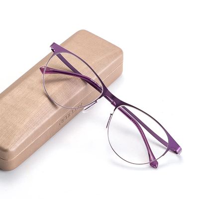 LKP Women Readers Glasses, Reading Glasses Blue Light Filter, Ultra Light Stainless Steel Metal Frame Stylish Eyewear Purple (Color : Purple, Size : +1.00)