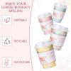 Remerry 100 Pcs 12oz Floral Disposable Coffee Cups with 100 Lids and 100 Sleeves Paper Insulated Drink Hot Coffee Paper Cups with Dome Lids and Sleeves for Parties Wedding Baby Shower(Fresh) view 3