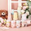 Remerry 100 Pcs 12oz Floral Disposable Coffee Cups with 100 Lids and 100 Sleeves Paper Insulated Drink Hot Coffee Paper Cups with Dome Lids and Sleeves for Parties Wedding Baby Shower(Fresh) view 4