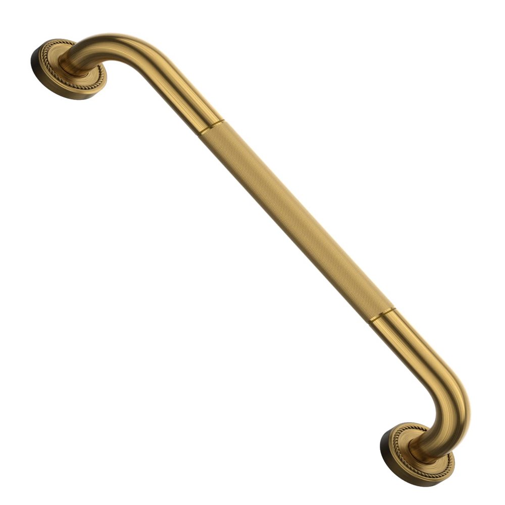 20 Inch Bronze Shower Grab Bar Gold, Munzong Antique Brass Bathroom Grab Bar w/Anti-Slip Knurled Grip, Bathroom Balance Bar, Safety Bath Handrail Support, Handicap Injury Elderly Senior Assist Handle
