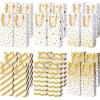 24 Pcs Christmas Wine Gift Bag for Wine Bottles with Handle, Reusable Gold Foil Bags Champagne Gift Bags Bulk Single Bottle Paper Tote for Christmas Thanksgiving Anniversary Wedding, 6 Designs view 1