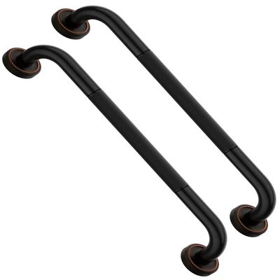 2 Pack 20 Inch Bronze Shower Grab Bar Matte Black, Munzong Antique Brass Bathroom Grab Bar w/Anti-Slip Knurled Grip, Bathroom Balance Bar, Safety Handrail Support, Injury Elderly Senior Assist Handle