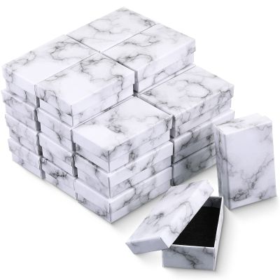 Thenshop 24 Pcs Jewelry Gift Boxes Bulk Small Jewelry Packaging Box for Bracelet Necklace Ring Earring Mini Marble Cardboard Box for Business Wedding Birthday Mother Gift Wrapping