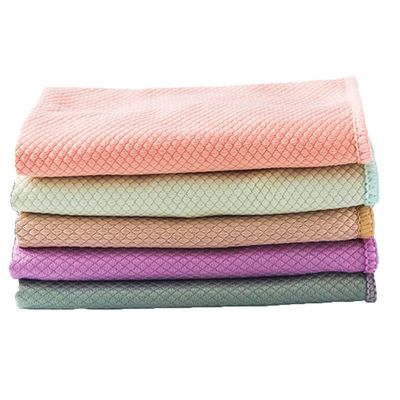 Cleaning Cloth Traceless Absorbent Cleaning Cloth, Microfiber Fish Scale Cleaning Cloth, for Windows Car Mirror Stainless Steel, Mixed Pack (Color : 10pcs, Size : 30x30cm)