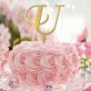 Glitter Gold Letter U Wedding Cake Topper Monogram Initial Name For Wedding Engagement Cake Decorations Floral Wreath Reusable Retro Engagement Gifts For Family Friends view 3