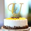 Glitter Gold Letter U Wedding Cake Topper Monogram Initial Name For Wedding Engagement Cake Decorations Floral Wreath Reusable Retro Engagement Gifts For Family Friends view 4