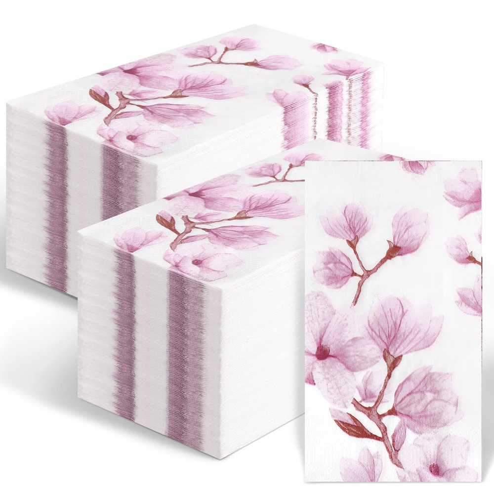 200 Pcs Floral Guest Napkins Bathroom Napkins Guest Disposable Hand Towels Dinner Paper Napkins Decorative Towels for Wedding Holiday Anniversary Birthday Tea Party Baby Shower
