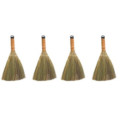 Veemoon 4 Pcs 12 Inch Whisk Broom, Handheld Cleaning Broom Straw Corn Whisk Brush Small with Handle Dust Brush Rustic for Dirt and Debris Household