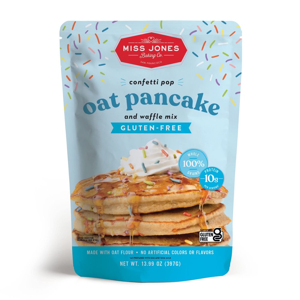 Miss Jones Baking Confetti Pop Oat Pancake and Waffle Mix - Made with Oat Flour, Gluten Free, 10g of Protein, 100% Whole Grains (Pack of 1)
