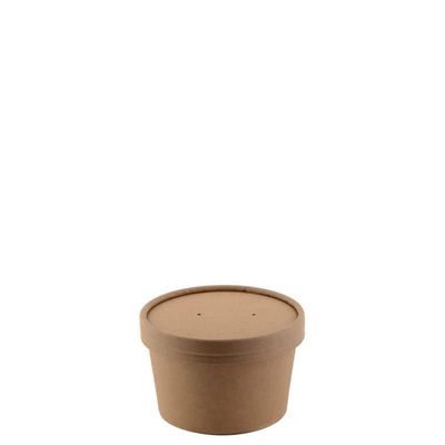 EcoQuality [250 Pack 8 oz Disposable Kraft Paper Soup Containers with Vented LIDS - Half Pint Ice Cream Containers, Frozen Yogurt Cups, Restaurant, Microwavable, Take Out, Food Storage, Recyclable
