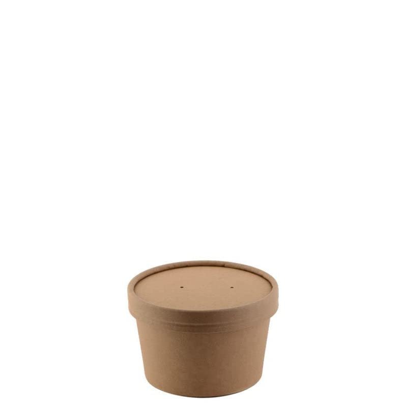 EcoQuality [250 Pack 8 oz Disposable Kraft Paper Soup Containers with Vented LIDS - Half Pint Ice Cream Containers, Frozen Yogurt Cups, Restaurant, Microwavable, Take Out, Food Storage, Recyclable
