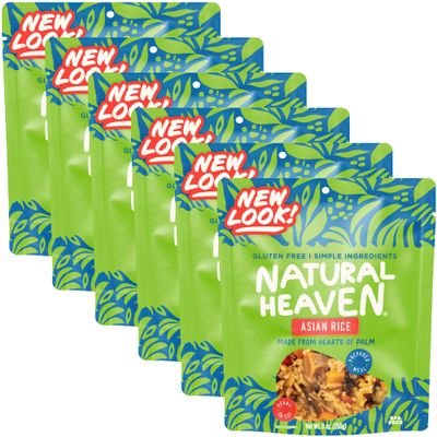 Natural Heaven Hearts of Palm Asian Rice, Ready & Seasoned Prepared Meals, New Delicious Recipe, Vegan Food, 9 Oz Pouch