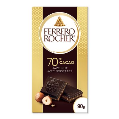Ferrero Rocher Dark Hazulnut, Noir Avec Noisettes 90g