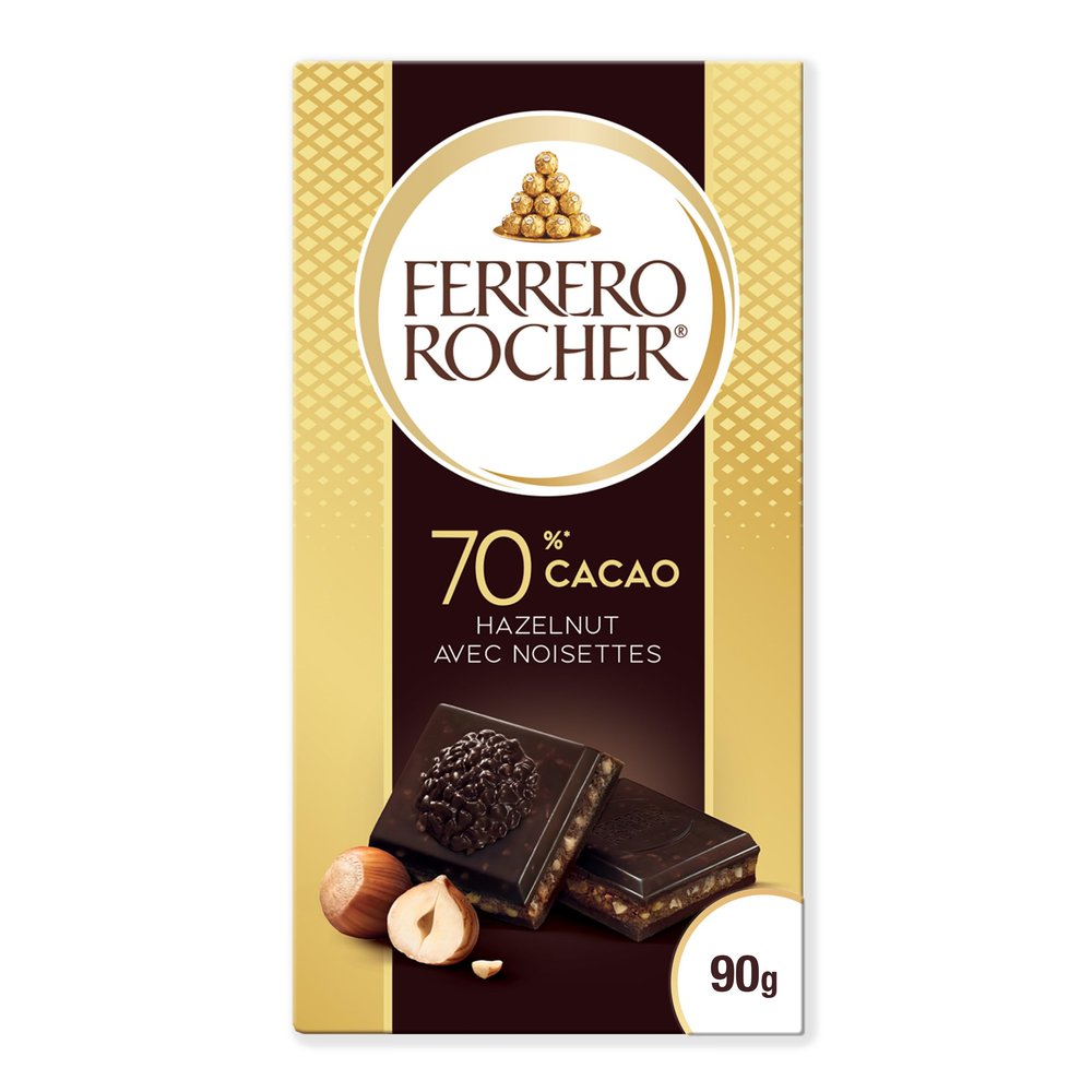 Ferrero Rocher Dark Hazulnut, Noir Avec Noisettes 90g