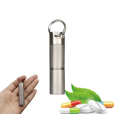 2 Compartment Keychain Pill Holder, Pure Titanium Pill Case Waterproof Medicine Box Container, Portable Pill Bottle Carrier for Daily Travel Outdoor Camping Emergency First Aids