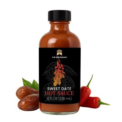 CW Dressings - Award-Winning Date Hot Sauce - Sweetened w/Deglet Nour Date Syrup | Vine Ripened Tomatoes, Cayenne, Chipotle, Scotch Bonnet, Guajillo & Black Peppers 8 Oz