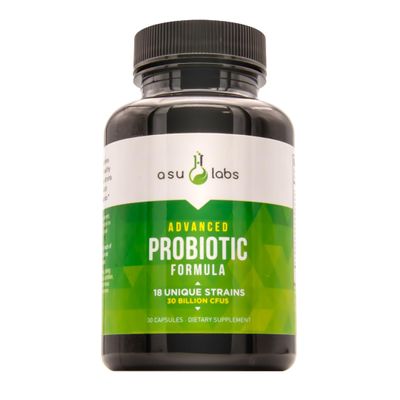 ASULABS Formula Probiotica Avanzada con 18 Cepas Probioticas Clinicamente Seleccionadas para ayudar a eliminar Los malestares digestivos. para Hombres y Mujeres. Capsulas Vegetarianas.