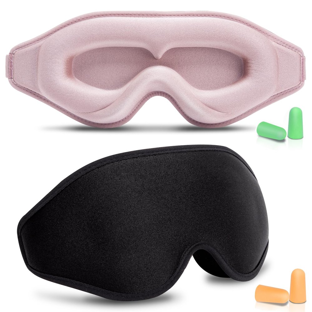 BeeVines 2 Pack 3D Sleep Mask Eye Mask for False Eyelash Extensions for Men & Women, Eye Mask for Sleeping with Adjustable Strap, 100% Blackout Eye Covers Night Sleep Blindfold for Yoga Travel