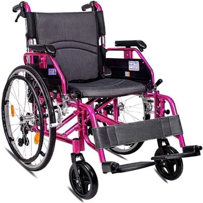 Transport Wheelchair Portable Magnesium Alloy Wheelchair Folding Lightweight Manual Self-propelled Wheelchair for The Elderly and Adults