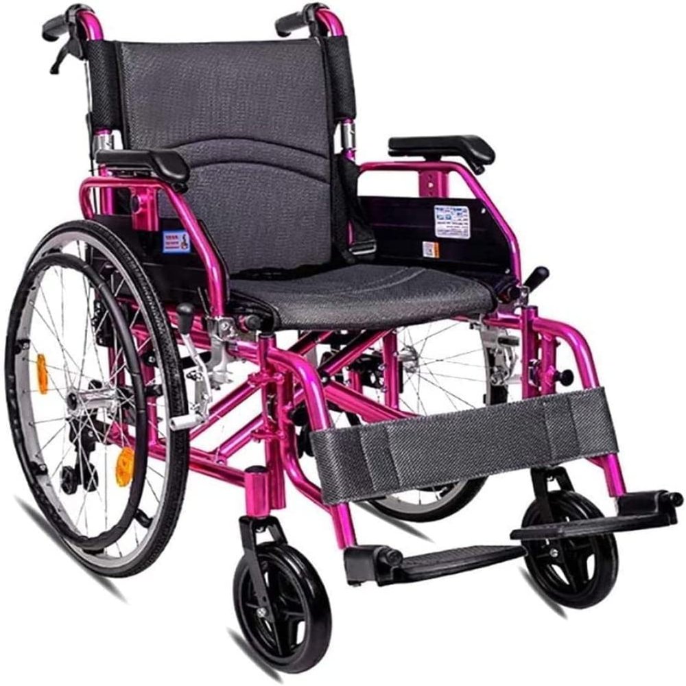 Transport Wheelchair Portable Magnesium Alloy Wheelchair Folding Lightweight Manual Self-propelled Wheelchair for The Elderly and Adults