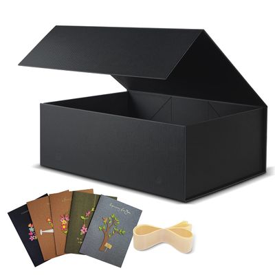 BOXHOME 5 Pack Large Gift Box, Black, 13x10x5 inch with Magnetic Lids Gift Packaging Box, Groomsmen Boxes for Presents Contains Card, Ribbon, Foldable