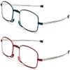 2 Pack Folding Reading Glasses for Men Women with Keychain Compact Bags Blue Light Blocking Portable Pocket Computer Readers,Blue and Red 1.0 view 2