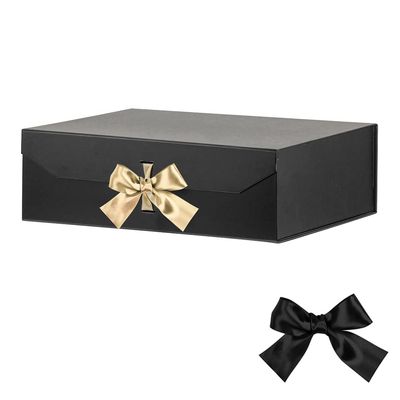 GoooodGift Black Extra Large Gift Box 16x14x5.3 Inches,Gift Box with Lid Magnetic Closure, Groomsman Proposal Box, Rectangle Collapsible Gift Boxes for Large Gifts (Matte Black)