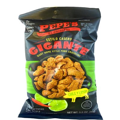 Pepes Chicharrones Giant Home Style Pork Cracklings 3.5oz. Visit Snacks and More LLC Store. (Chili Lemon)