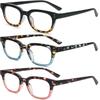 REAVEE 3 Pack Retro Oversized Reading Glasses for Women Blue Light Blocking Cute Stylish Large Frame Square Computer Readers Eye Protection with Spring Hinge,Yellow Pink Blue,3.5 view 2