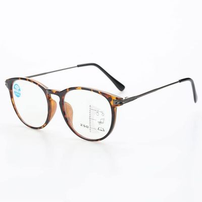 LKP Retro Reading Glasses Round Progressive Multifocus Glasses Anti Eyestrain Blue Light Computer Eyeglasses Tortoise (+2.5)(A,+2.00)