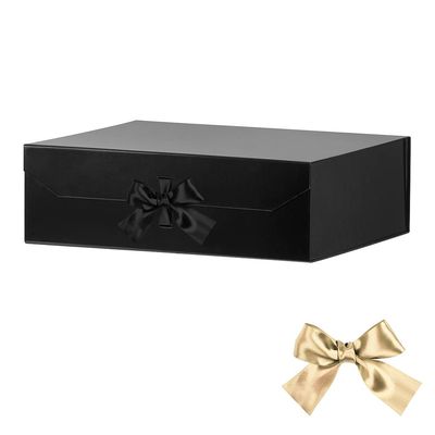 GoooodGift Extra Large Black Gift Box 19x16x6 Inches, Huge Gift Boxes with Ribbon, Large Gift Box with Lid Magnetic Closure, Groomsman Proposal Box for Wedding Dress (Glossy Black)