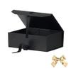 GoooodGift Black Gift Box with Lids 10x7.3x3.5 Inches, Decorative Gift Box with Ribbon, Black Box with Lid Magnetic Closure, Groomsman Box, Graduations (Matte Black) view 4