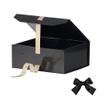 GoooodGift Black Gift Box 8x7x3.3 Inches, Luxury Gift Box with Ribbon, Empty Box with Lid Magnetic Closure, Groomsman Box, Collapsible Small Gift Boxes for Presents Packaging, Wedding (Glossy Black) view 4
